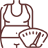 Line drawing of a sports bra alongside an American football, representing sports equipment and athletic apparel.