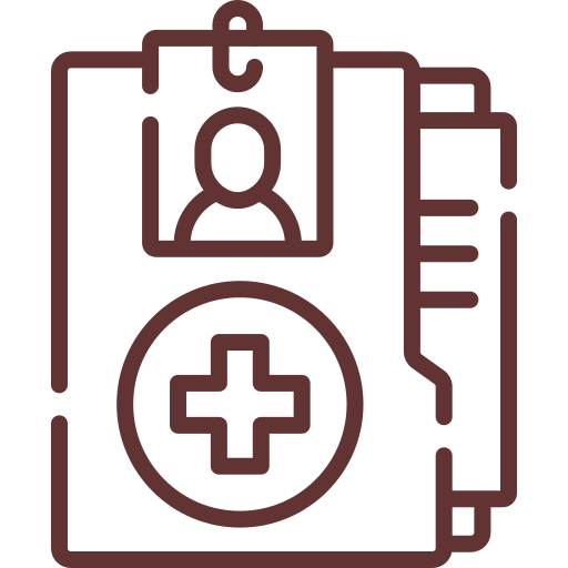 Illustration of a medical record folder containing a patient's photo and a medical cross symbol.