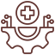 Medical insignia featuring a red cross inside a circle with stylized wings on both sides, symbolizing health services