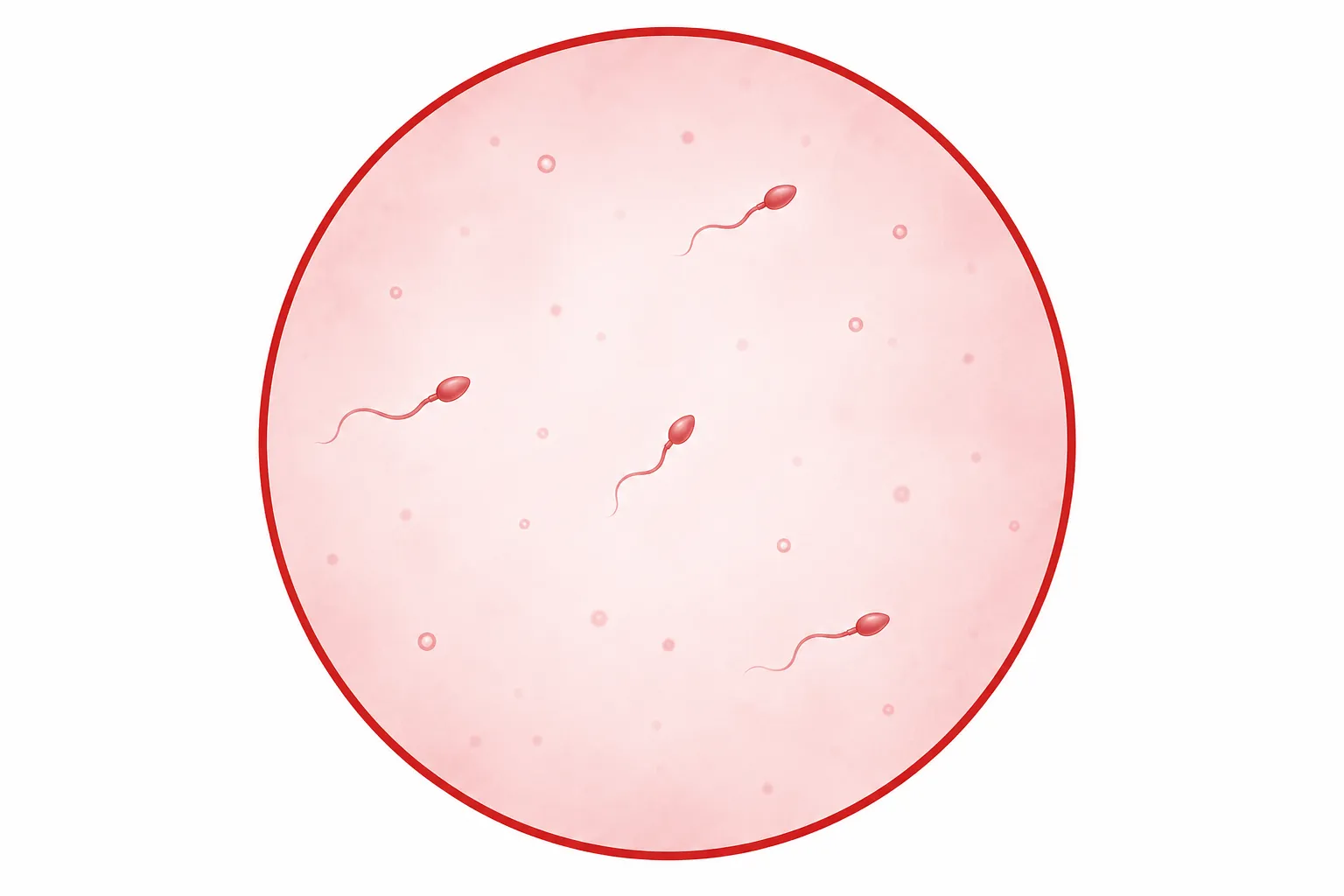 Low Sperm Count Illustration of several sperm cells swimming toward a large pink egg cell, illustrating fertilization.