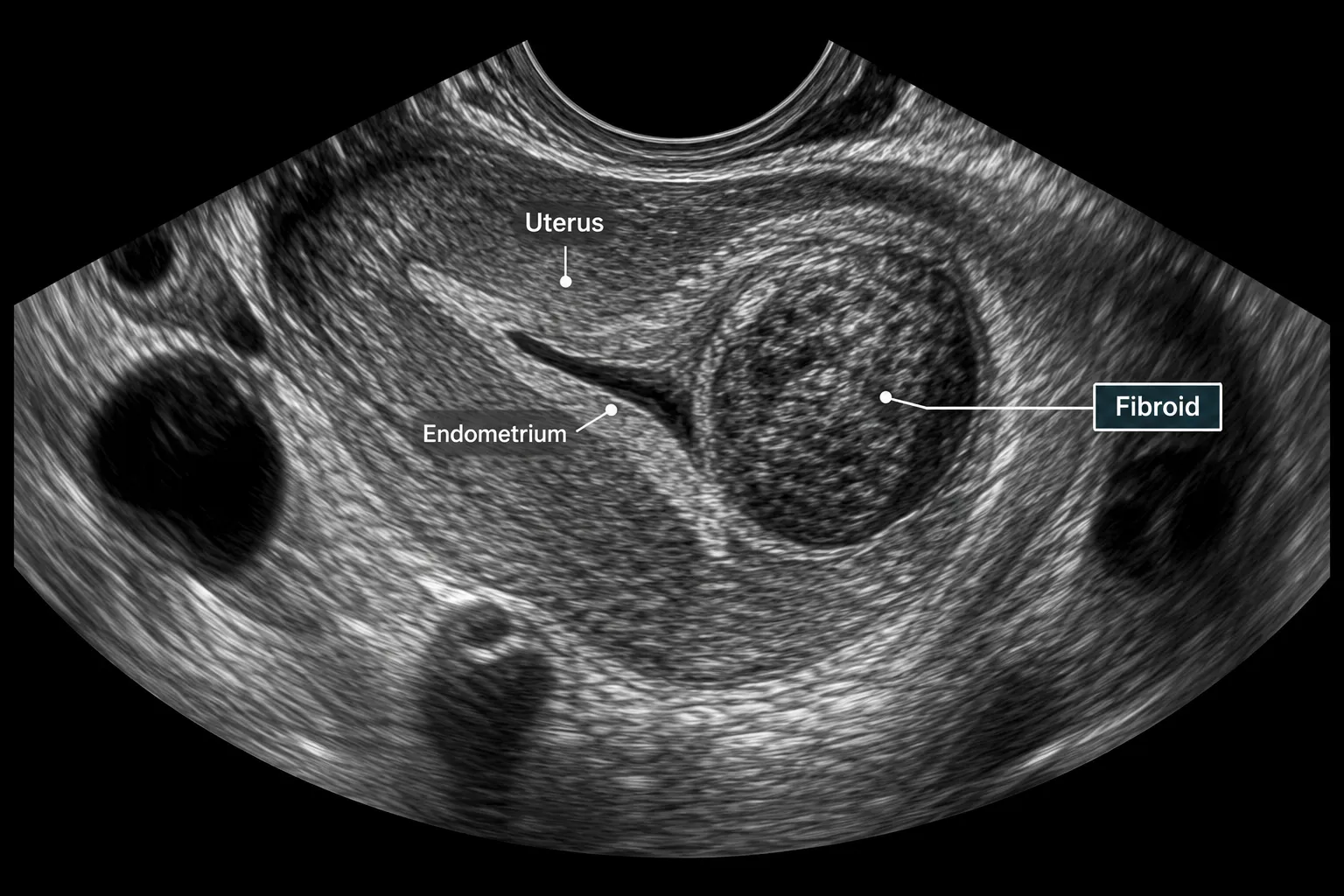 Ultrasound image of uterine fibroid in a patient at Matrika Fertility, Kondapur, Hyderabad