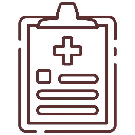 Two people sit across a table, with chat bubbles and a medical cross, representing a health consultation.
